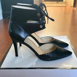 Chic Black Lace-Up Stiletto Heels